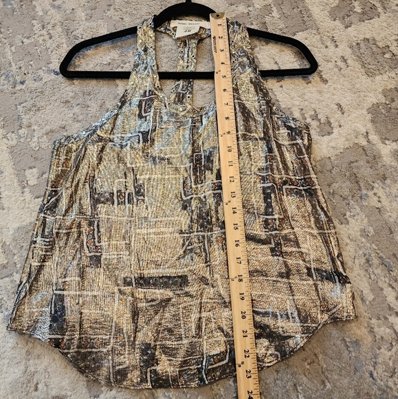 Isabel Marant x H&M Silk Metallic Sleeveless racerback blouse.  Size 6 - Picture 11 of 13
